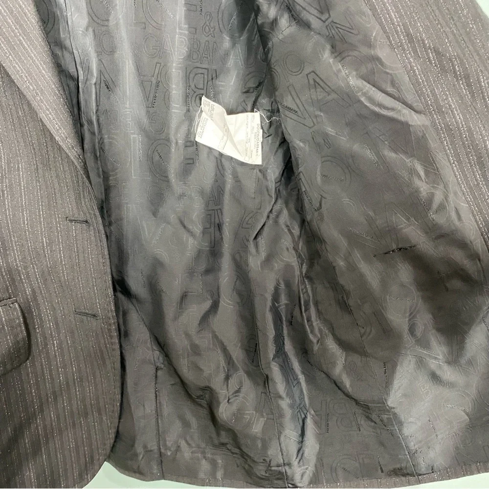 Dolce & Gabbana Pinstripe Metallic Blazer Sz 48‎ or US 38 Black Read Description